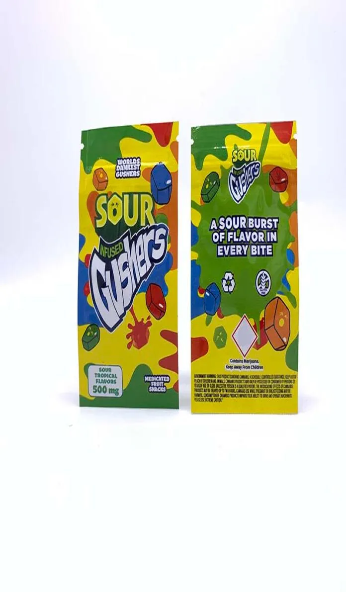 Worlds Dankest Gushers Medicated Fruit Snack 500MG Gusher Candy Bags Tropical And Sour Tropical