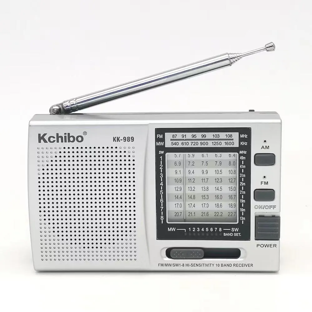 Connectors Kk989 Portable Radio Fm Mw Sw 18 Pocket Radio Receiver Fm Medium Wave Short Wave 10 Band Receiving with Speaker Headphone Jack