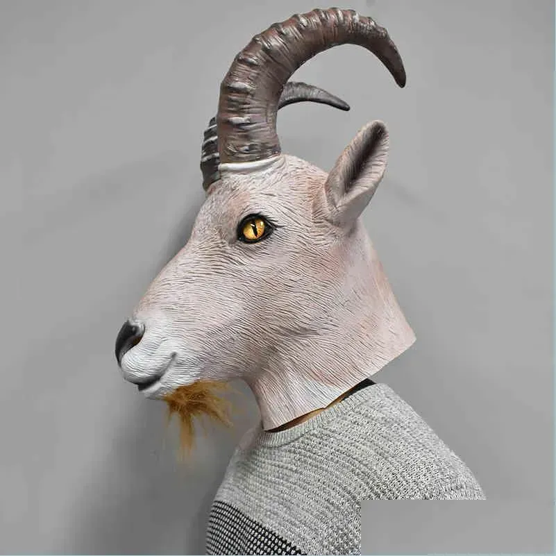 goat antelope animal head mask novelty halloween costume party latex animal mask full head masquerade mask for adults t220727