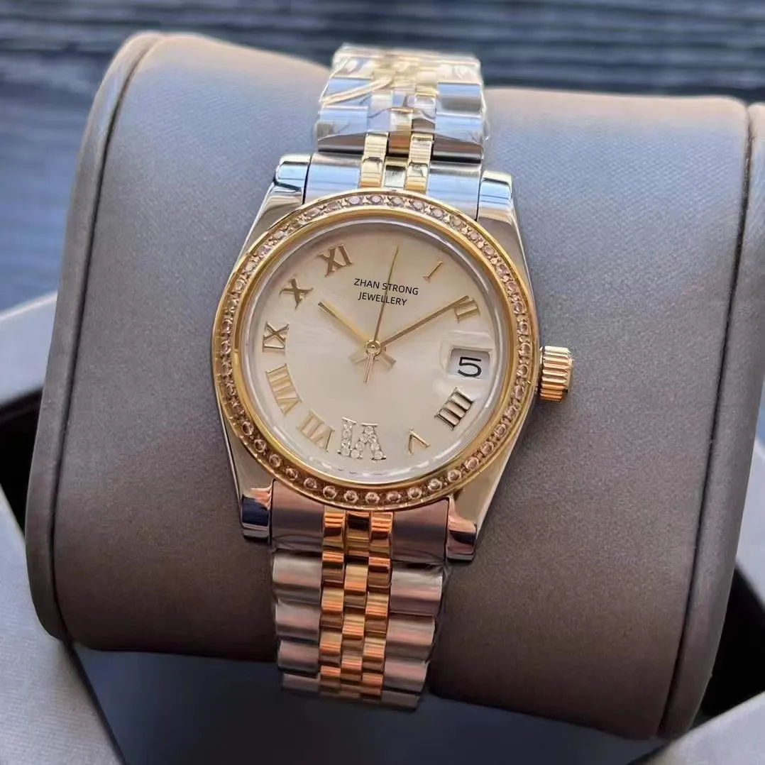 Automatiska mekaniska kvinnors klockor 31mm Diamond Iced Out Designer Full rostfritt stål Strap Woman Wristwatch Fashion Party Gifts Montre Ladies Wristwatches