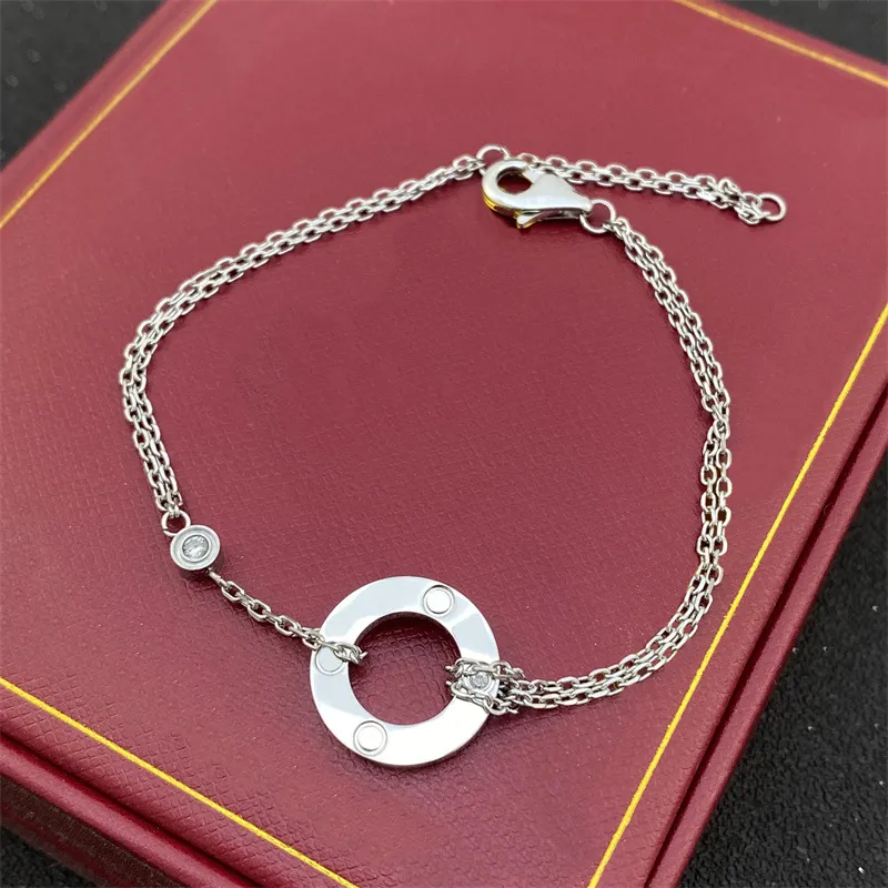 new style titanium steel chain bangle bracelet gold silver bracelets With diamond bangles women luxurious designer gift letter C home rose non fading jewelry