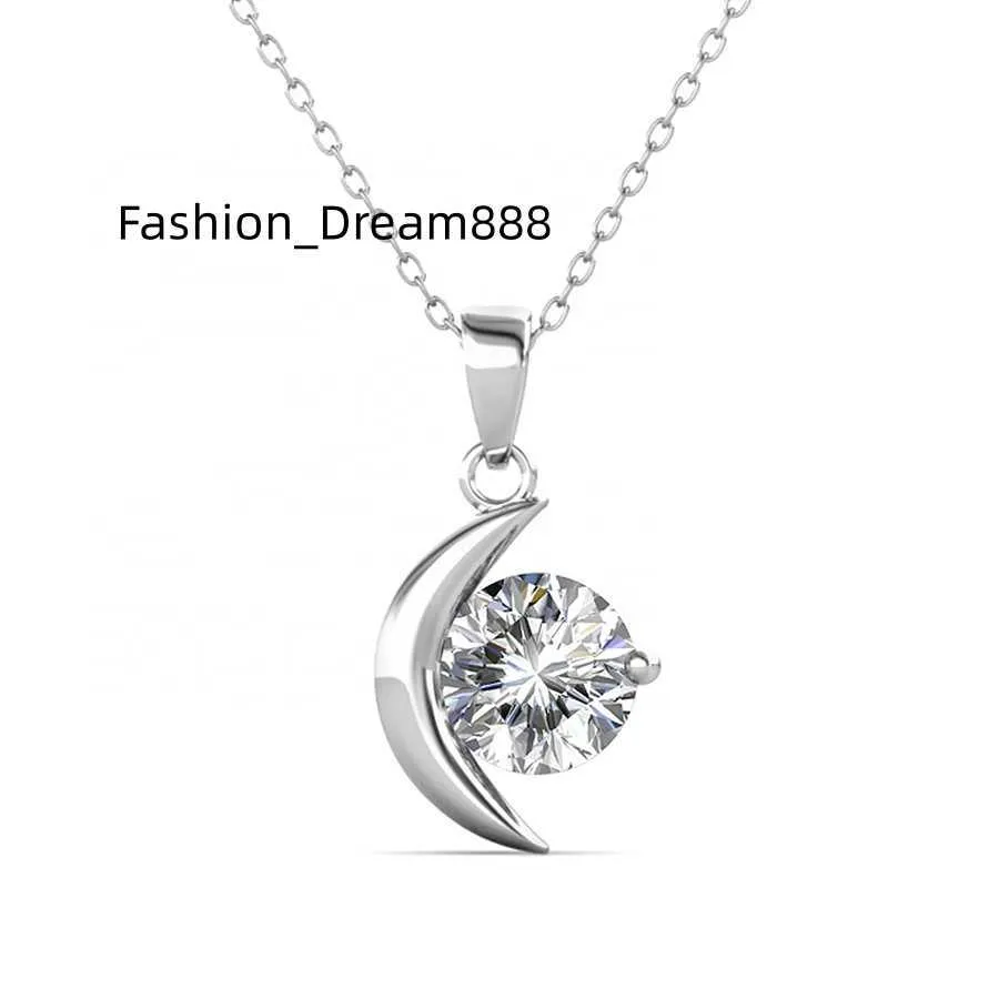 Milieuvriendelijke Moissanite Diamond 925 Zilver 18k Vergulde Custom Crescent Moon Hanger Ketting Destiny Sieraden