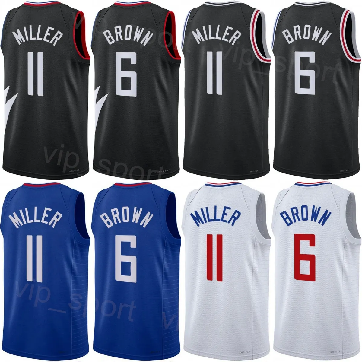 Homme Femme Imprimé Basketball Maillot Mason Plumlee 44 Marron 21 Miller 11 Kenyon Martin Jr Marcus Morris Sr 8 Moussa Diabate 25 Bones Hyland 5 Paul George 13 Classique