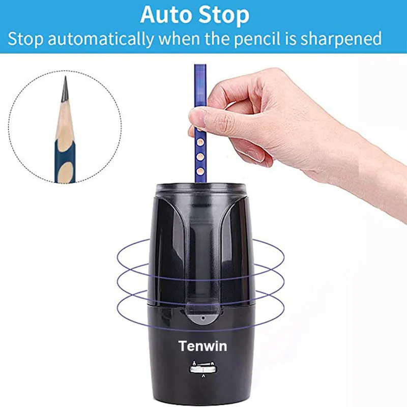 Taille-Crayon Électrique Tenwin - Double Trou, Piles AA, Portable