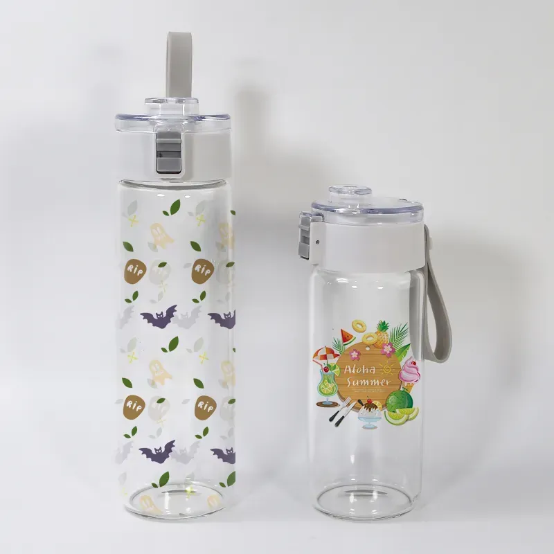 12oz 20oz sublimation frosted clear glass tumbler outdoor sports water bottle with lanyard lid