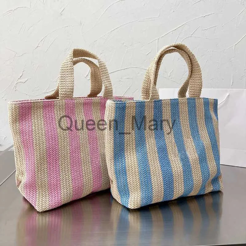 Kvällspåsar 2022 Stripe Designer Bag Woman Crochet Tote Bag Luxury Handbag Summer Shopping Purse Totes Axel Handväskor Triangel Top Quality J230630