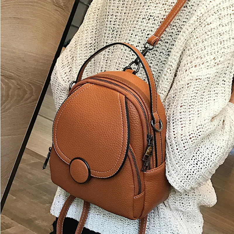 Schultasche Leder Rucksack Mini Weiche Multifunktions Kleine Weibliche Damen Umhängetasche Mädchen Geldbörse Mochilas 230629