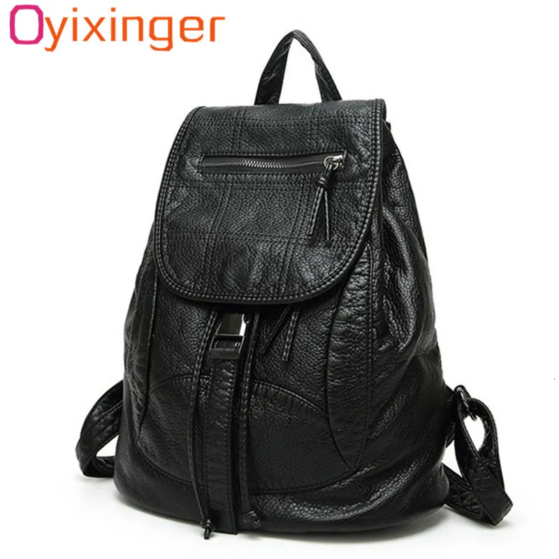 학교 가방 배낭 여성 술 패션 캐주얼 부드러운 정품 가죽 배낭 여자 Mochila Mujer Feminina 백 팩 Sac A Dos Femme 230629