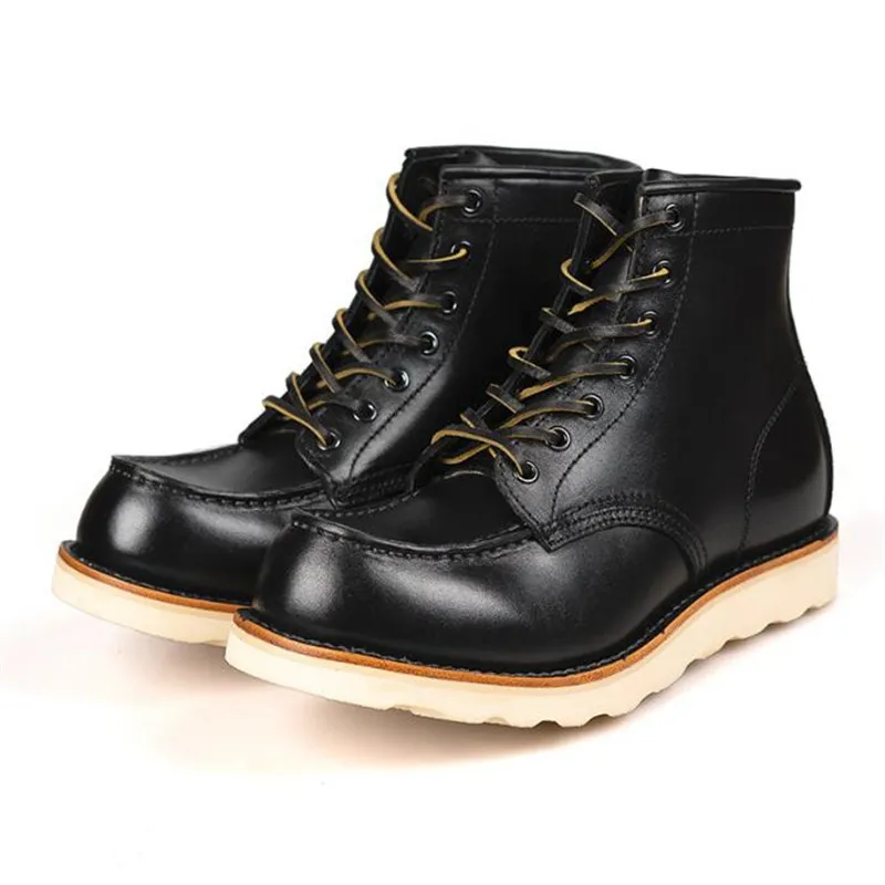 Man Genuine Leather Ankle Boots Round Toe Men Casual Sneakers Fashion Men Short Boot