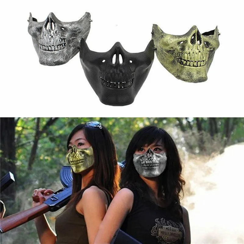 Party Masks Skeleton Half Face Mask Airsoft Skull Motorcykel En kostym Halloween 230630
