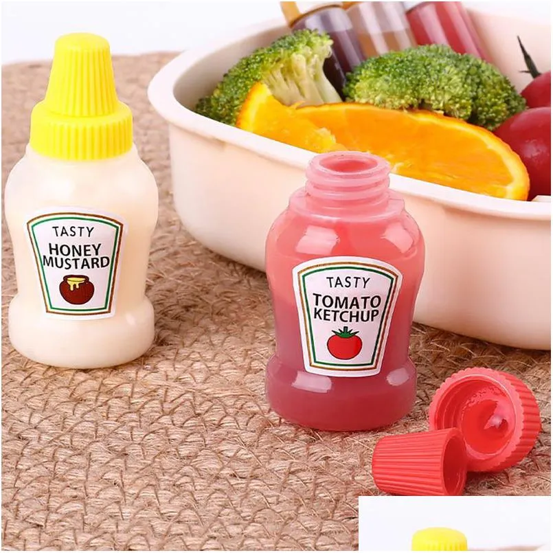 Strumenti per insalata Mini bottiglia portatile di ketchup 2 pezzi / set Pentola spray per salsa di soia per forniture per il pranzo all'aperto Drop Delivery Home Garden Kit Dhuqv