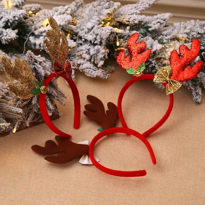 Fasce natalizie Fantasia Corna di renna Fascia per capelli Natale Bambini Baby Hairhoop Decorazioni per feste Copricapo Accessori caldi Regalo DHL