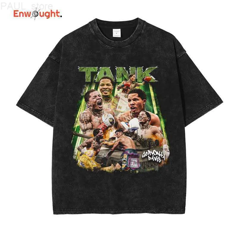 Men's T-Shirts Tank Gervonta Davis T Shirt Boxing Champion Ali Jr Vintage Washed Short Sleeve Oversized T-shirt Harajuku Sweatshirt Top Tee Men L230630