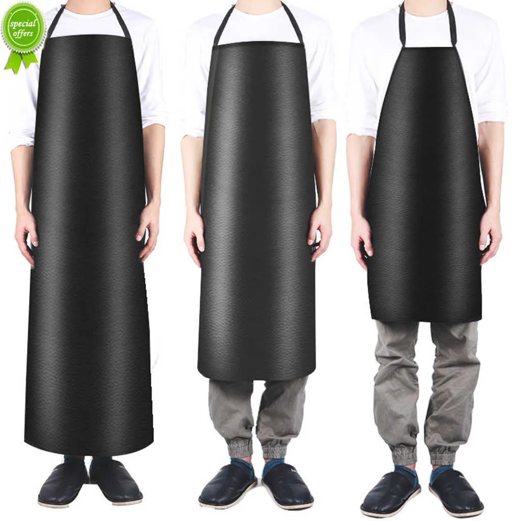 New Fashion Waterproof PVC Aprons Unisex Kitchen Apron Adjustable Long Seafood Market Work Apron Restaurant Nails Studios Uniform