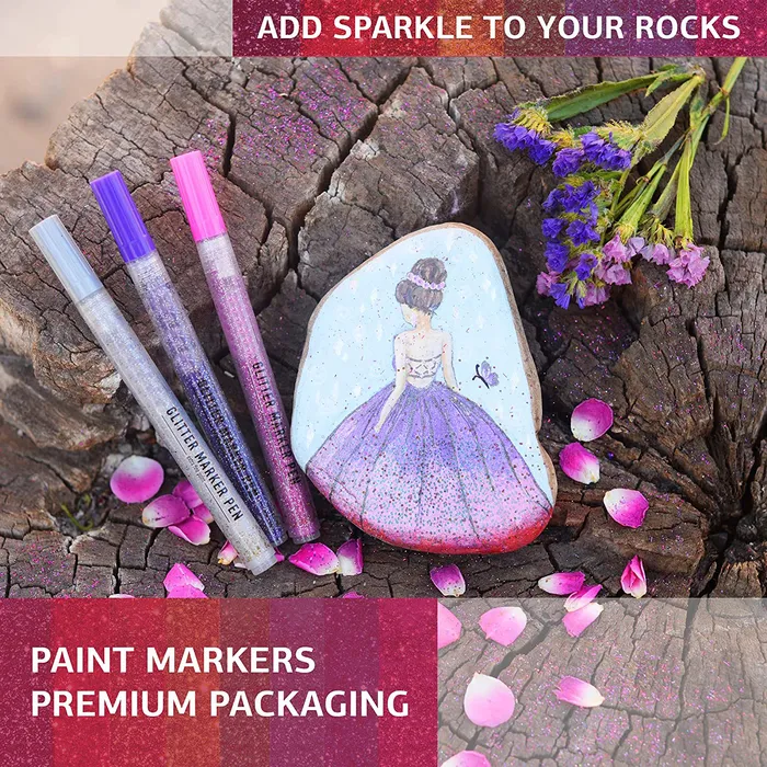 Wholesale Markers 12 Sparkle Color Paint Acrylic Glitter Marker Pens Ultra  Fine Point 07mm For Rock Painting DIY Crafts 230630 From Mu007, $11.77