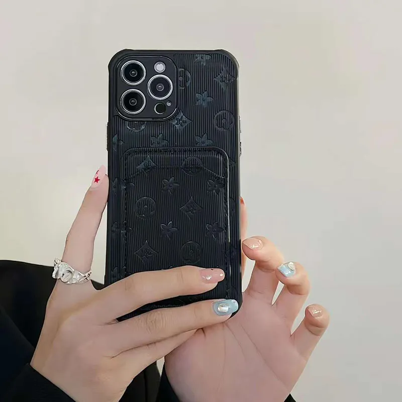 Print Designer in pelle EMED Flower Cell Phone Case per Apple iPhone 15 14 13 11 Pro Max XR XS 7 8 Plus SE2 CUTUT FINE MOBILE BAC Copri di conchiglie Fundas