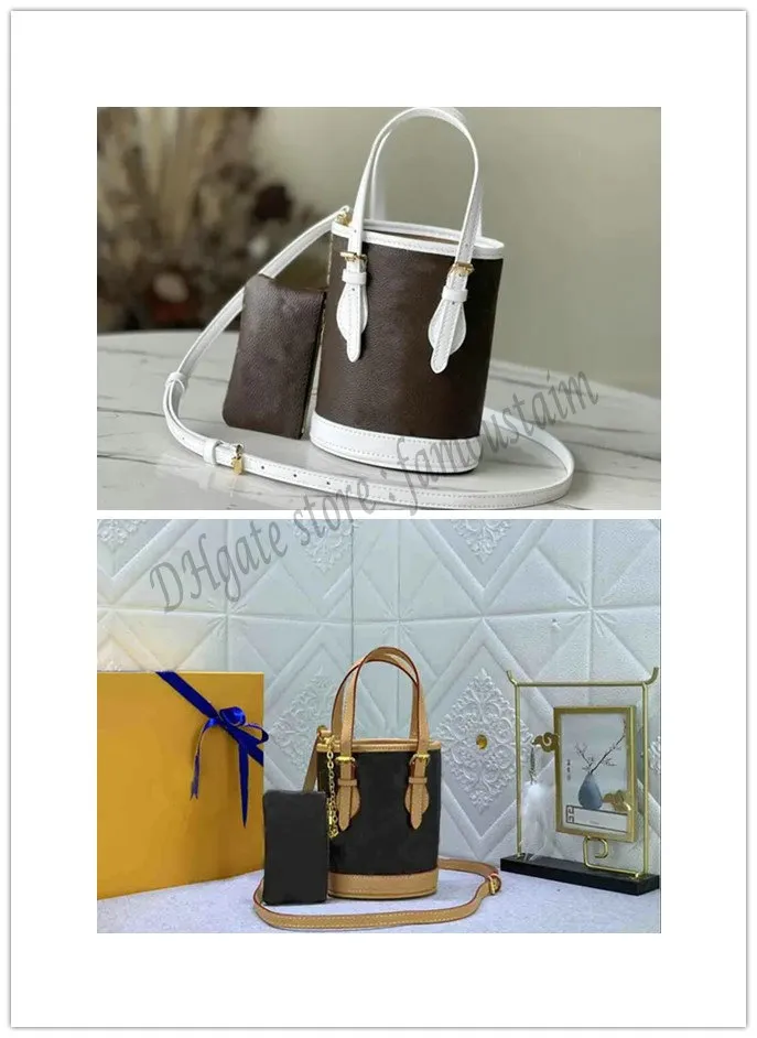 Nano Bucket Bags Composite Totes Vintage Handbags Fashion M81489 Soft Canvas Open Card Package Canvas Shoulderbag Wallet With Box B284 5A Top