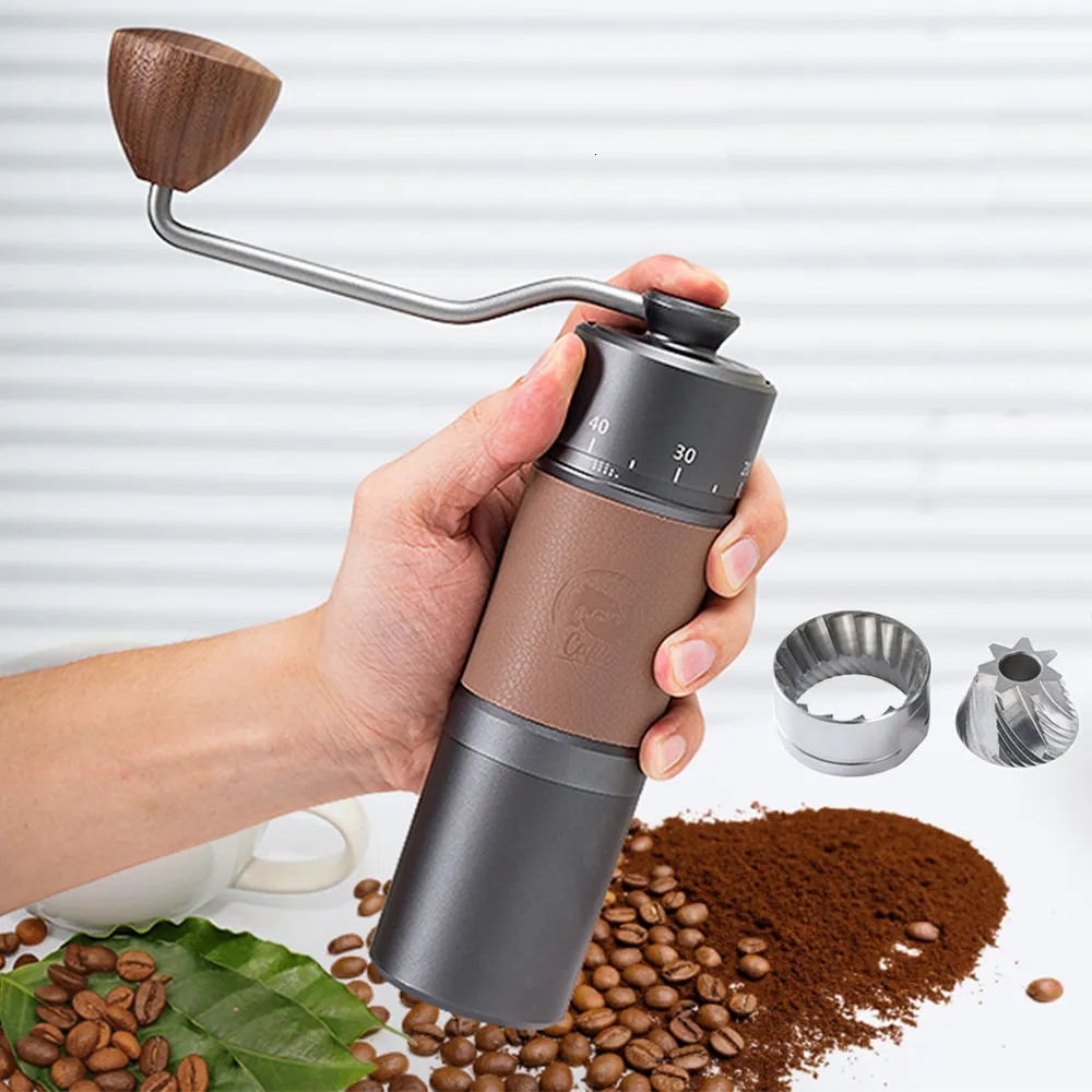 Handmatige Koffiemolens iCafilas GM2214 Handmatige Koffiemolen Draagbare Koffiemolen 48mm 7 Kern Burr Pourover Espresso Grinder Externe Aanpassing 230629