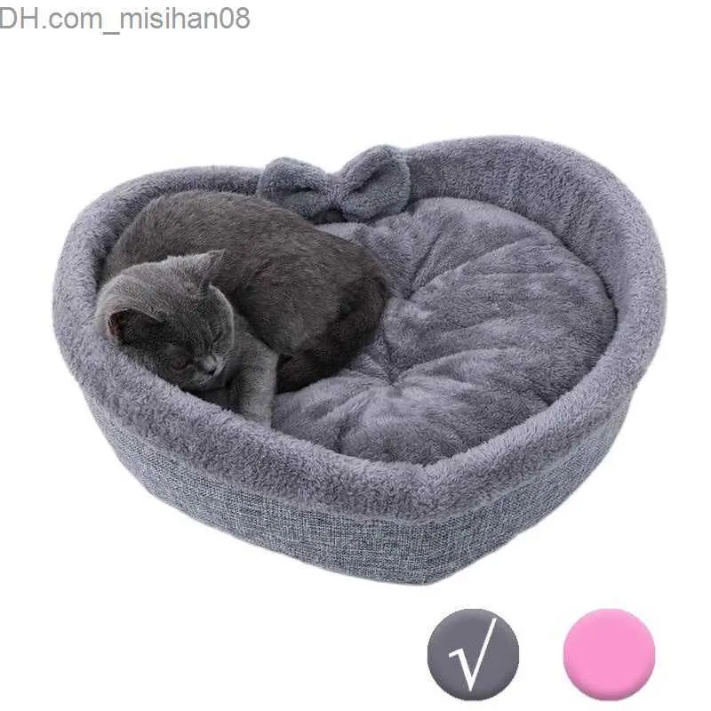 Łóżka dla kota meble kota meble meble urocze w kształcie serca dla szczeniaka bawełniane aksamitne miękkie kociak śpiący Kennel ciepłe akcesoria gniazda pet 230222 Z230630