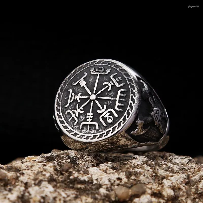KIRTIJW 8mm Viking Rings For Men Norse Viking Runes Ring Jewelry For Men Size 8
