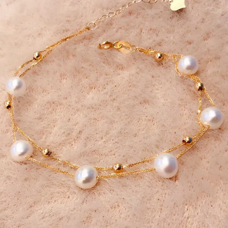 Braccialetto RUIYI Bracciale in vero oro 18 carati con perla d'acqua dolce naturale Pure AU750 Catena regolabile Regali di gioielleria raffinata per le donne 230629