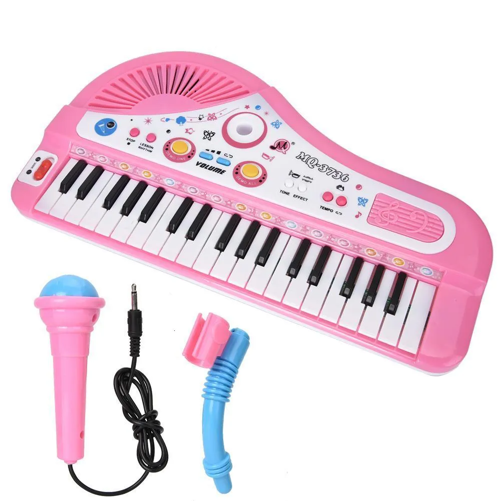 Baby Muziek Geluid Speelgoed HGRC Mini Kinderen Piano 37 Toetsen Elektronisch Orgel Met Microfoon Muziek Unisex Onderwijs Educatief toetsenbord Speelgoed voor kinderen 230629