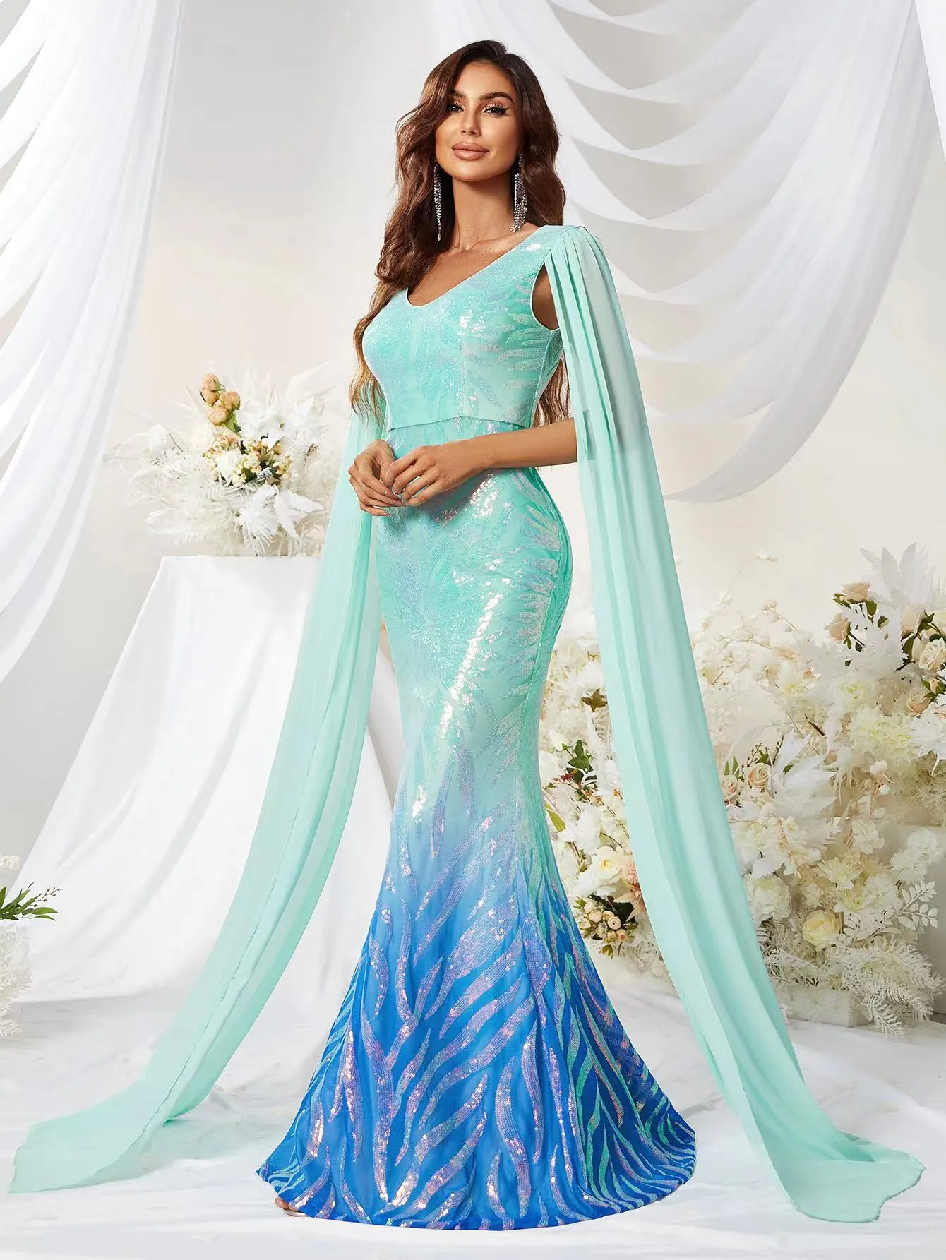 mermaid prom dresses open back Gold Mermaid Satin Prom Dresses Halter Neck Evening Dress FD2682 Custom Colors / US12
