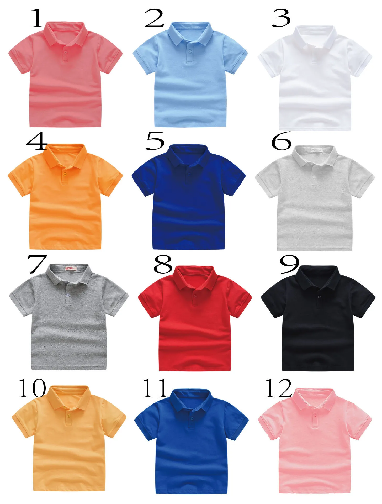 Polos Children's Summer Solid Color Short Boys and Girls Sleeve T-shirt Boys and Girls Solid Color Polo T-shirt Polo Kids Boys 230629