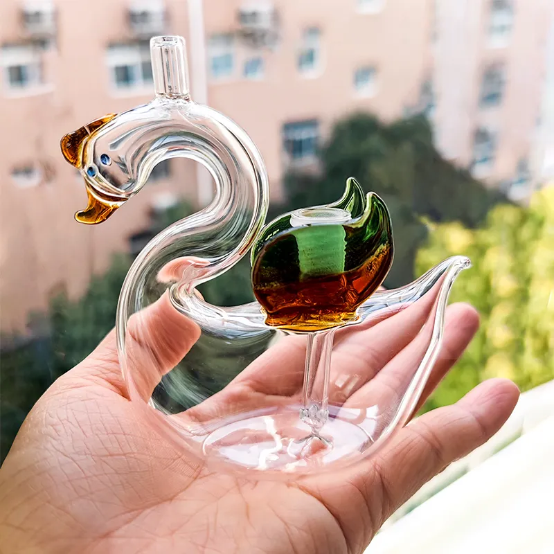 Glazen oliebrander Waterpijp Rook Shisha Zwaan Glazen pijpen Waterpijp Percolater Bubbler met tabaksschaal Siliconen rietje Ganzenpijp Leuke asvangers Accessoires