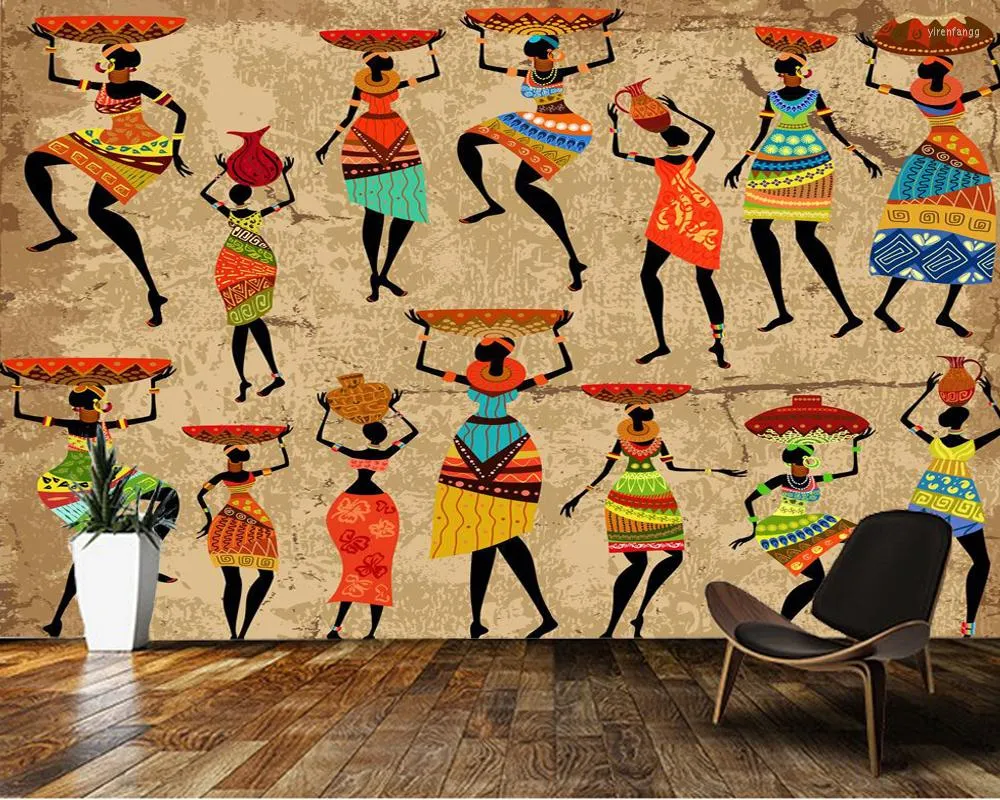 Papéis de parede personalizados 3D papel de parede estilo mulher africana murais étnicos para sala de estar quarto sofá fundo parede à prova dwaterproof água