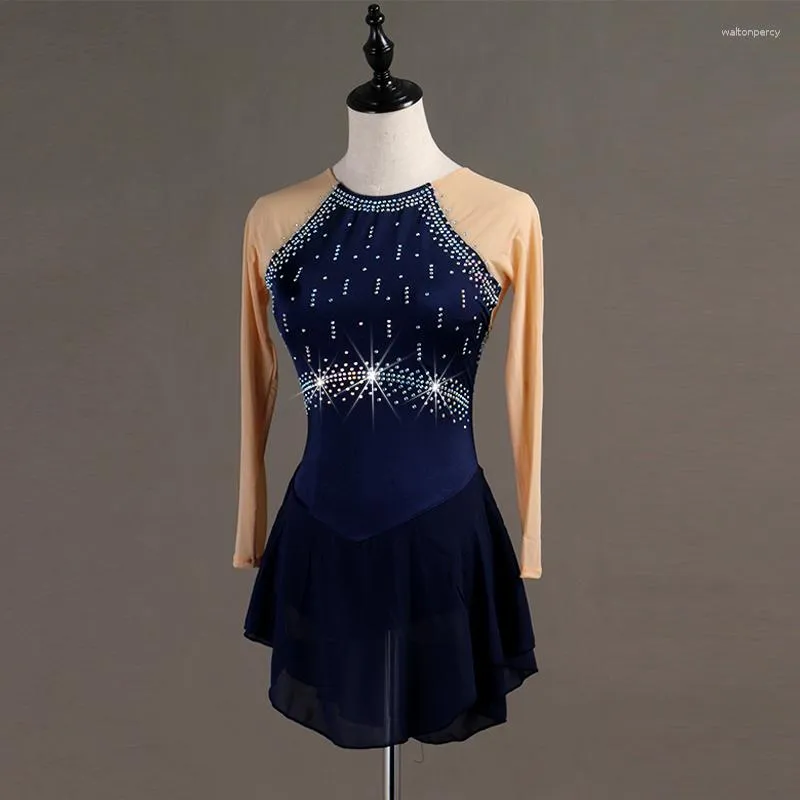 knee length dresses for ladies Pale Blue Figure Skating Dress Adult Large