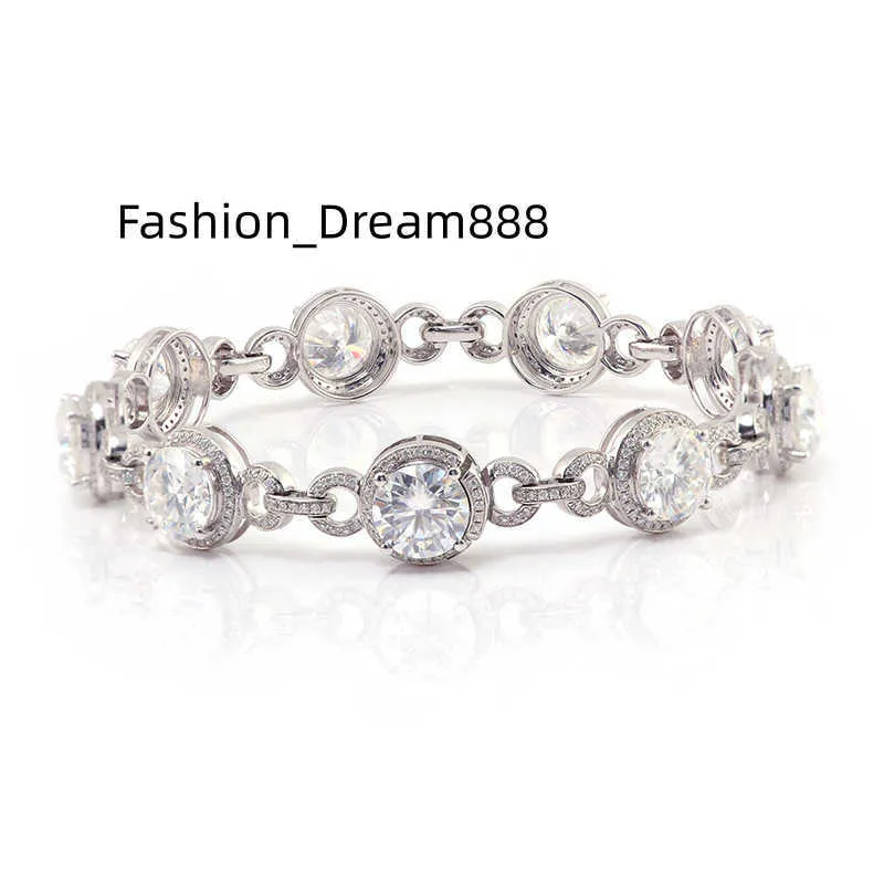 여자 매력 femmes moissanite 10k/14k/18k 화이트 골드 팔찌 럭셔리 클래식 힙합 여성 패션 쥬얼리 팔찌 bangles