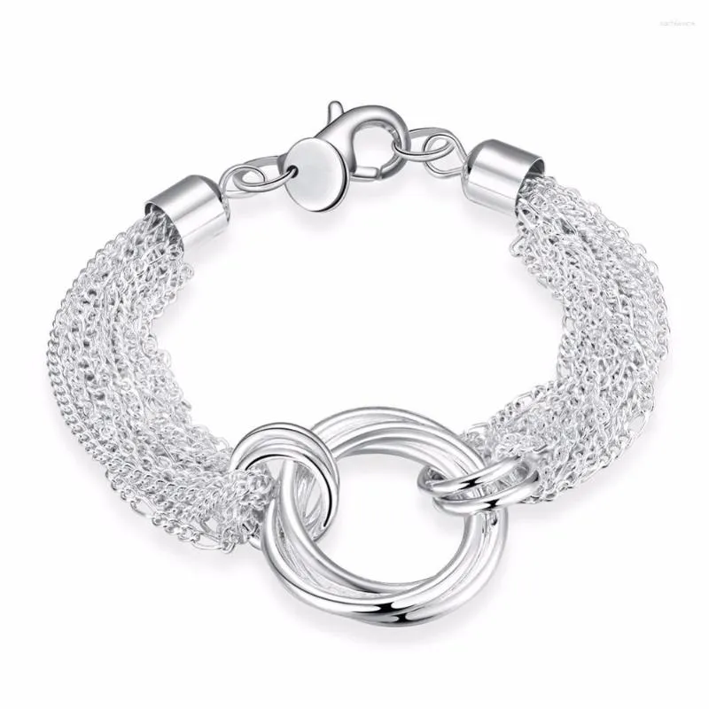 ربط الأساور للسيدات المجوهرات الأزياء الاسترليني بالجملة Silvercharm Multi Line Rolo سلاسل ثلاث لفات Chrismas Gift KN-H299