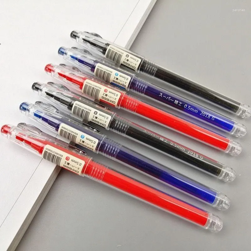 6/12 STKS DM666 Precisie Rechte Vloeibare Neutrale Pen Grote Capaciteit Kantoor Carbon 0.5 Volledige Naald Buis Handtekening