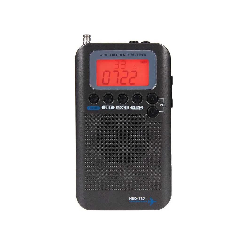 Radyo Taşınabilir Radyo Uçağı Tam Band Radyo FM/Am/SW/CB/Air/VHF Alıcı LCD ekran çalar saat