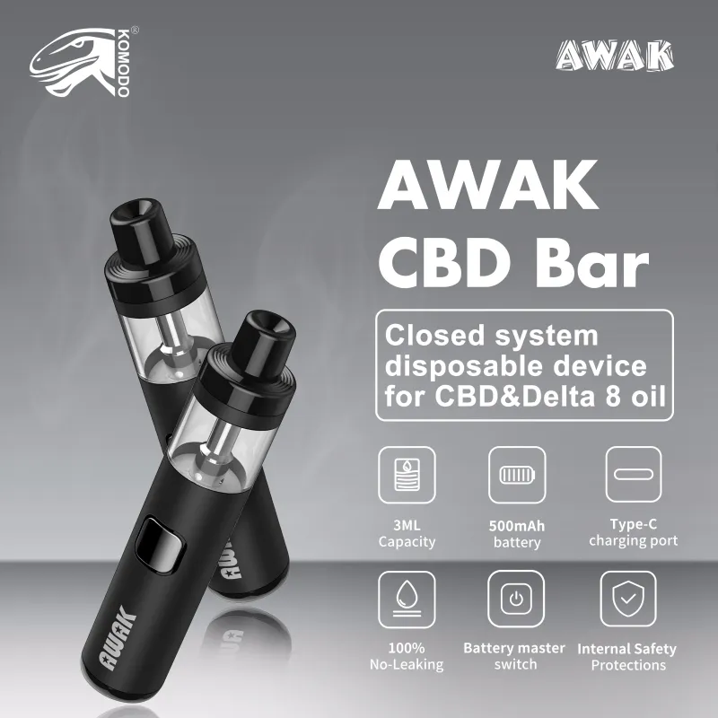 Dispositivo ricaricabile Komodo AWAK da 3 ml con design a penna per vendita all'ingrosso o al dettaglio