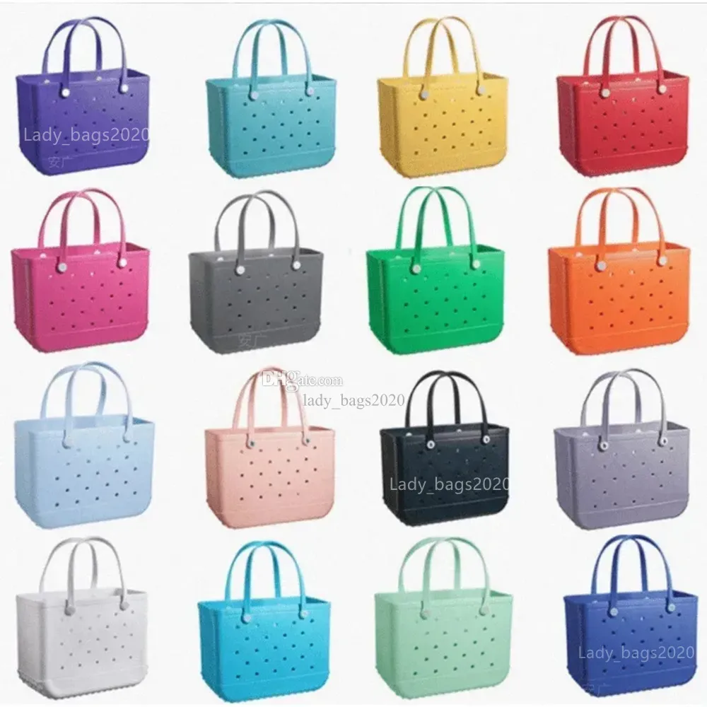 Designer da donna Eva Bogg Borsa da spiaggia Borse da spiaggia Borsa di lusso Summer Hole Tote Large Shopping Basket in plastica Lady Storage Washable Beach Silicone Bog Purse Eco Jelly Candy