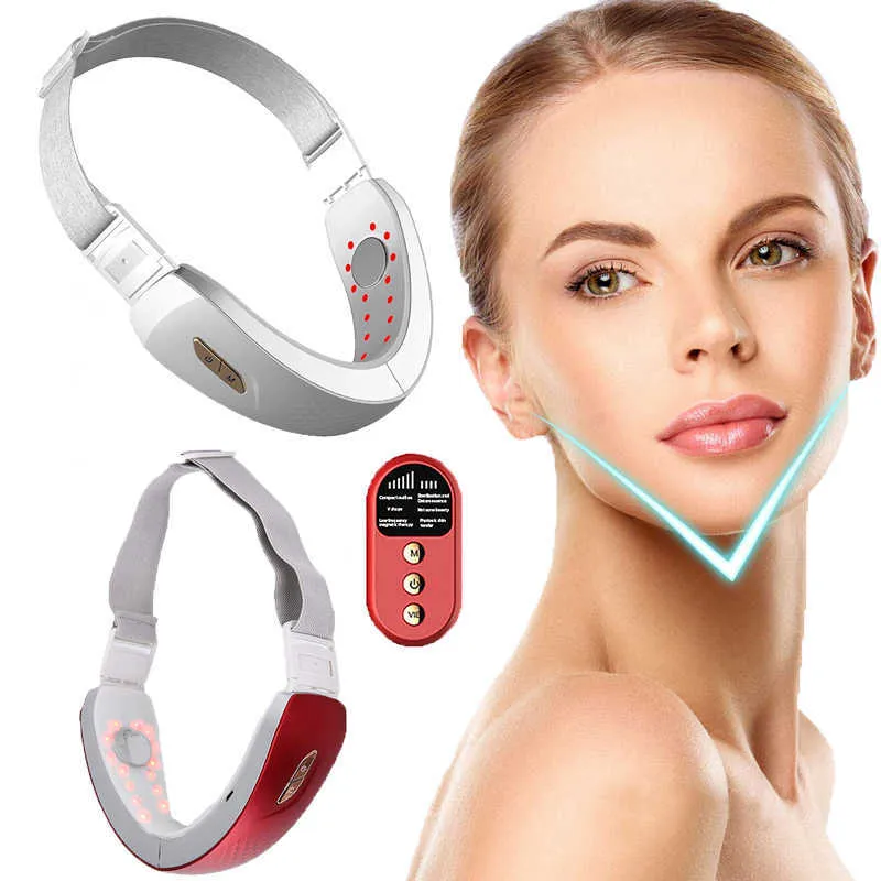 Face Care Devices Ems Microcurrent v Lifting Machine Slimming Vibration Facial Massager Skin Tightening Device Led Double Chin Jaw Lift Belt 230630