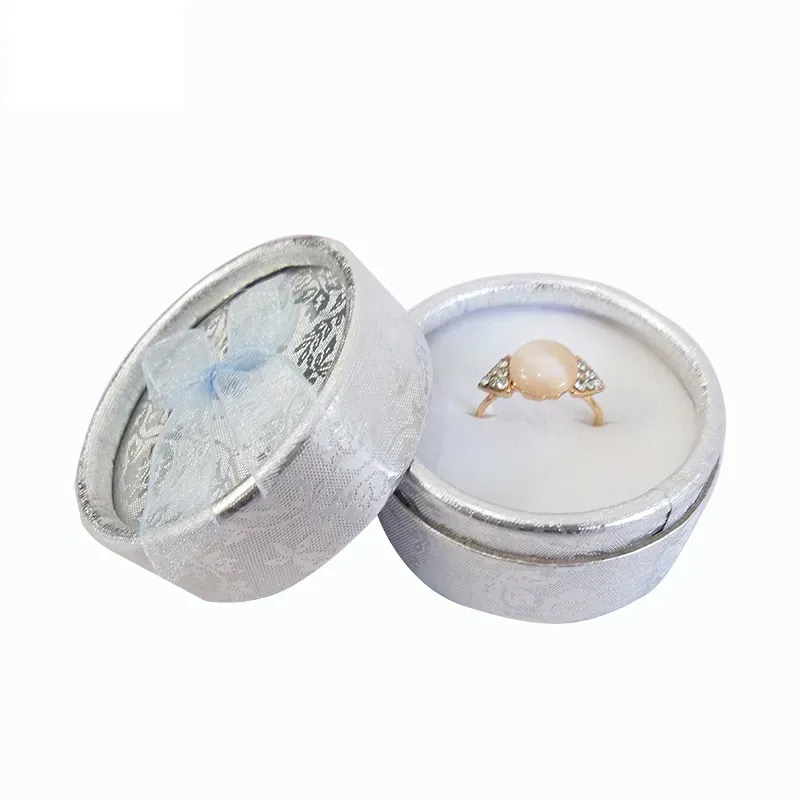 Whole Cute Small Round Paper Jewelry Display Ribbon Box Available Ring Storage Organizer Display Gift Box 5.5* 3* 5.5 3493 Earrings box Necklace box