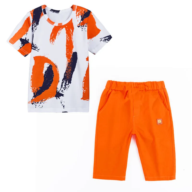 Boys Cotton Summer Outfit Short Sleeve Shirt And Boys Shorts