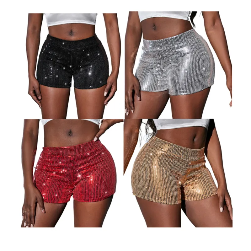 NOVITÀ Pantaloncini con paillettes firmati Estate Donna Moda Pantaloncini caldi Solid Vita alta Biker Pantaloni corti Casual Y2k Streetwear Bottoms Beach Club Wear Abbigliamento all'ingrosso 9974