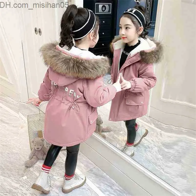 Down Coat 5 6 8 10 12 Years Old Young Girls Warm Coat Winter Parkas Outerwear Teenage Outdoor Outfit Children Kids Fur Hooded Jacket 210916 Z230630