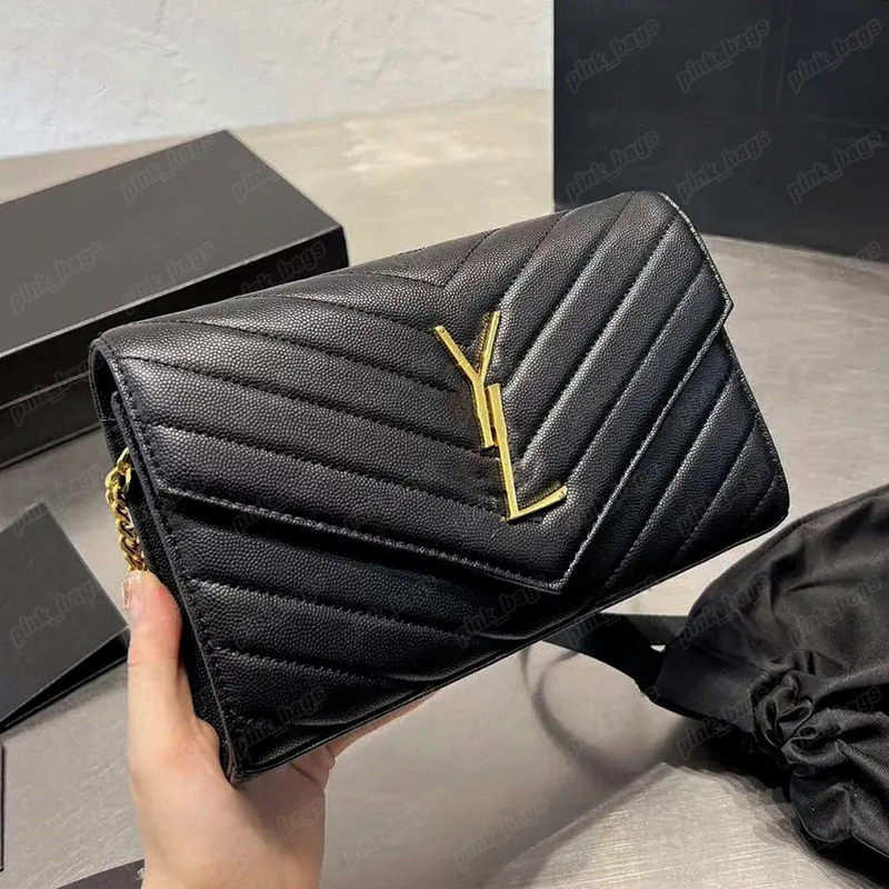 Designer Women Wallet Black Handbag Caviar Bags Gold Chain Shoulder Bag Classic Flap Luxury Crossbody Woc Satchel Fashion Tote 2306303BF