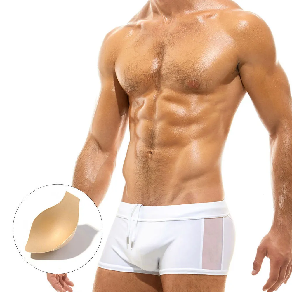 Mäns badkläder Sexig mesh män transparent simning shorts för baddräkter surfa badbyxor passar manlig boxare strand 230630