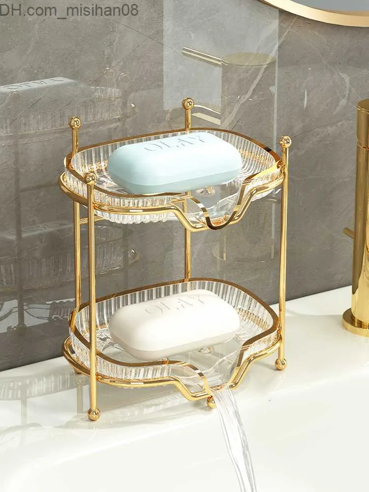 Porte-savons Porte-savons Salle de bain Vaisselle Lumière De Luxe Titulaire Plateau De Toilette Boîte De Cuisine Conteneur Style Savon Rack Accessoires Ménagers 230425 Z230630