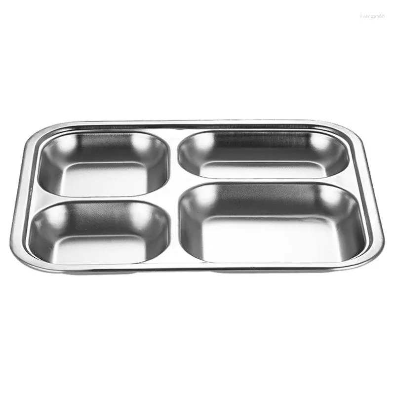 Dinnerware Sets Divided Dinner Tray Stainless Steel Lunch Container Plate Organizer For School Company Canteen Dish