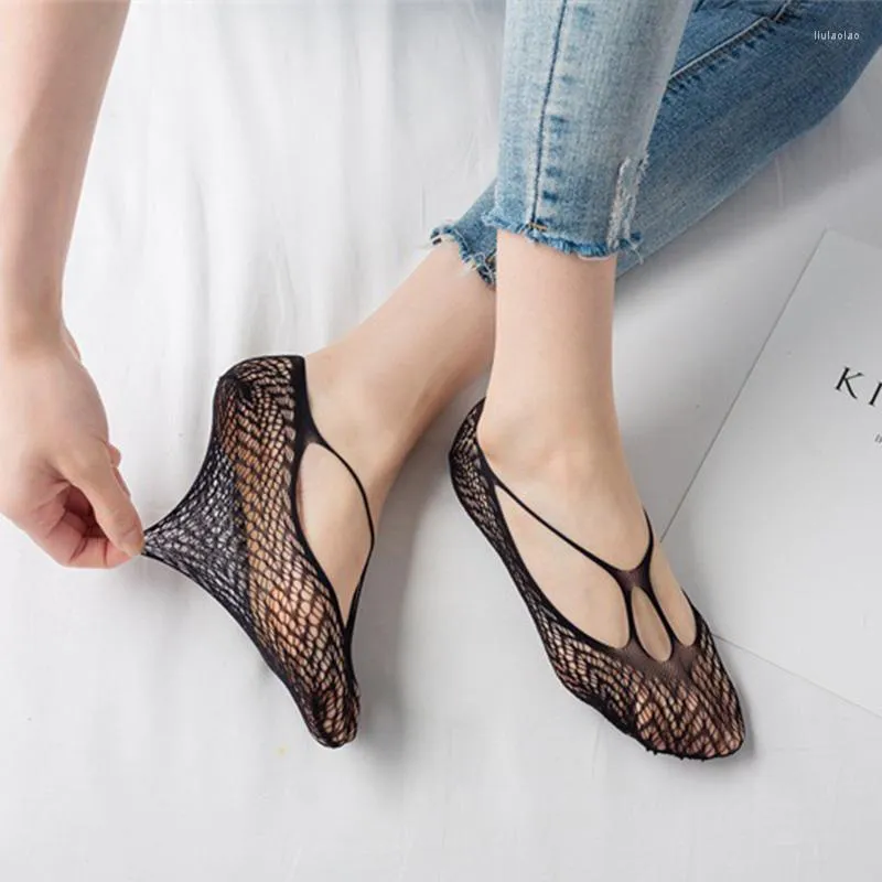 Women Socks Sexy Lace Mesh Invisible No Show Solid Color Seamless Ice Silk Sock Slippers Summer Fashion Low Cut Ankle Boat