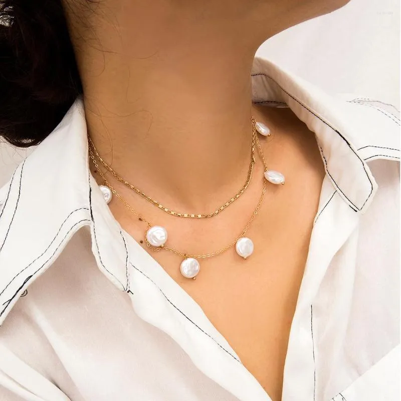 Chaînes Vintage Métal Perle En Forme De Perles Collier Multicouche Cadeau De Bijoux Pour Femmes