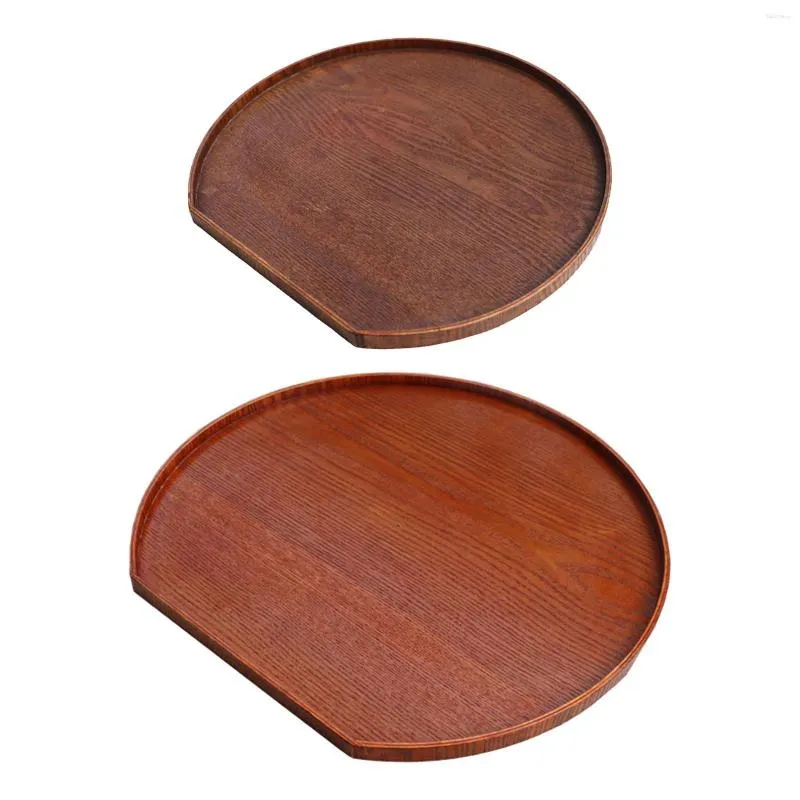 Plates Wooden Serving Tray Round Appetizers Dinner With Rim Decorative For Ottoman Bar Coffee Table Kitchen Bathroom