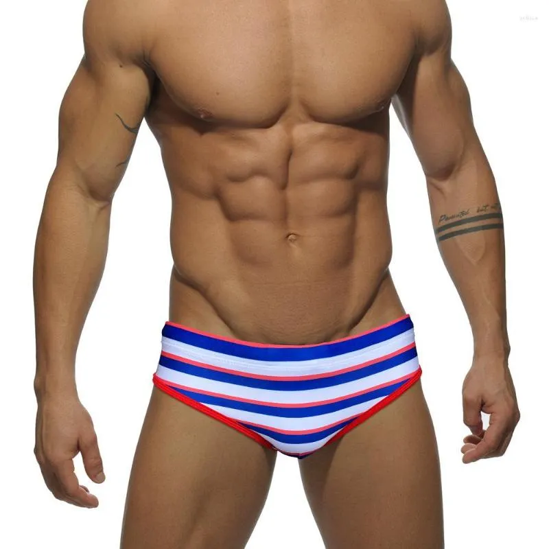 Męskie spodenki WK44 Summer Beach Blue Stripe Seksowne niska talia Basen strojów kąpielowych Sport Swimming Bikini Surf Swimsuits